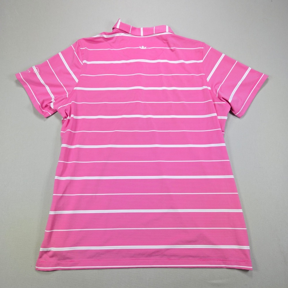 Peter Millar Polo Shirt Element Striped Performance Pink Sands Womens XL - Picture 2 of 8